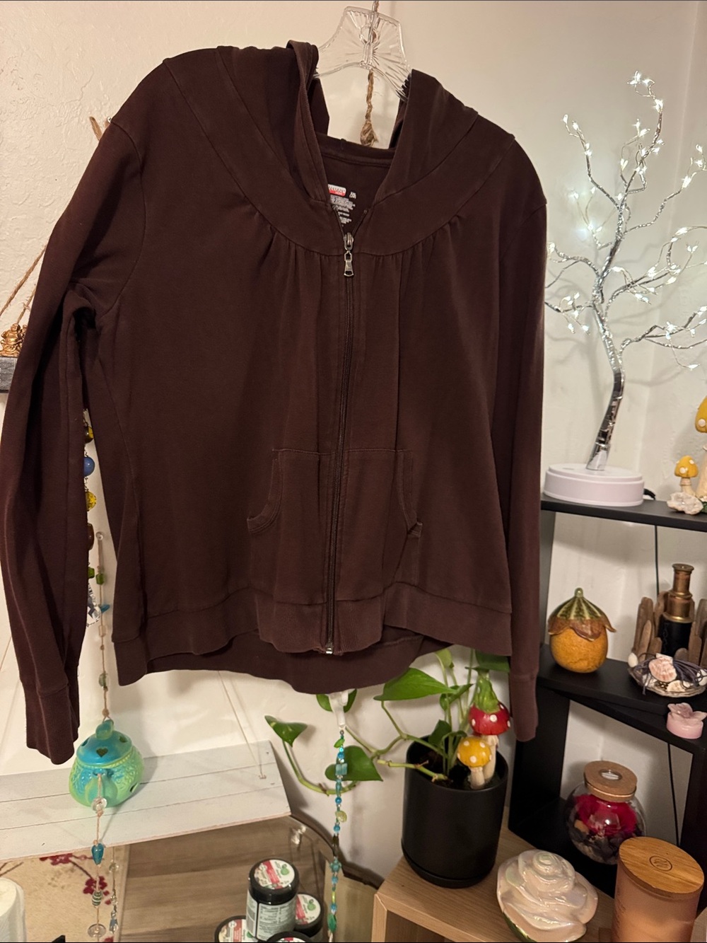 Danskin Brown Zip-Up Hooded Jacket
